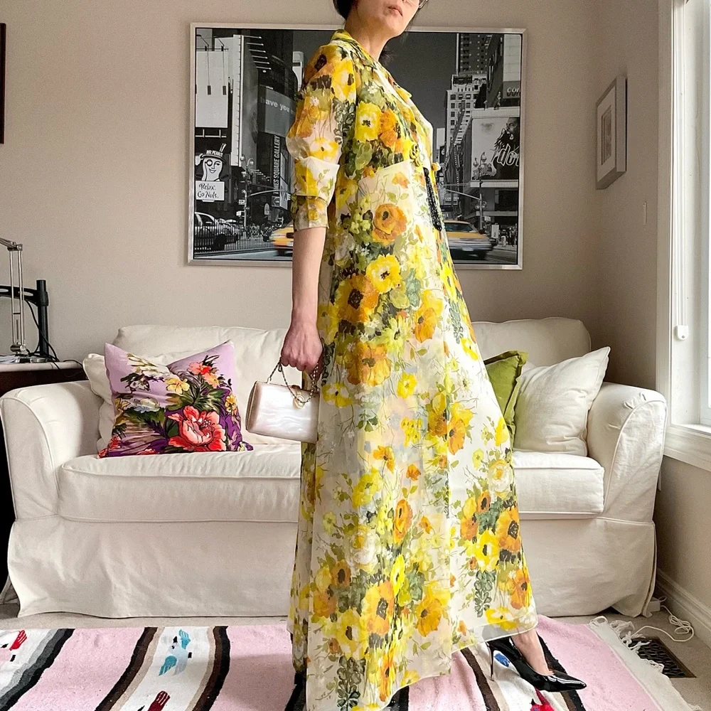 Vintage sheer floral maxi layering jacket - Picture 5 of 16